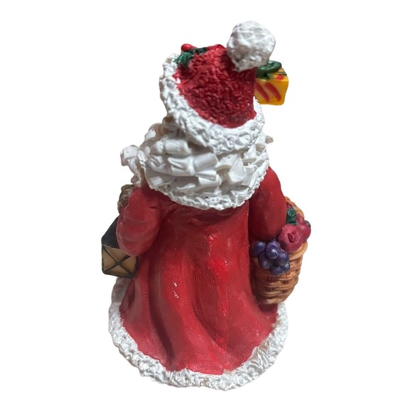 Vintage Artmark Santa Figurine W/Lantern Basket Of Fruit Gift On Spring READ - Picture 4 of 5